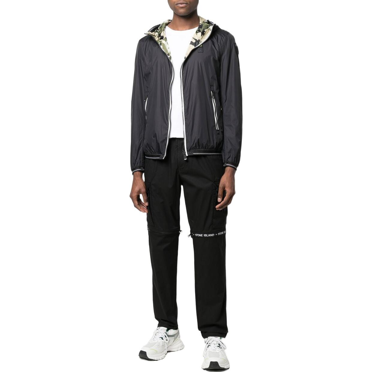 Брюки мужские Stone Island с логотипом, черный / белый — фото 2