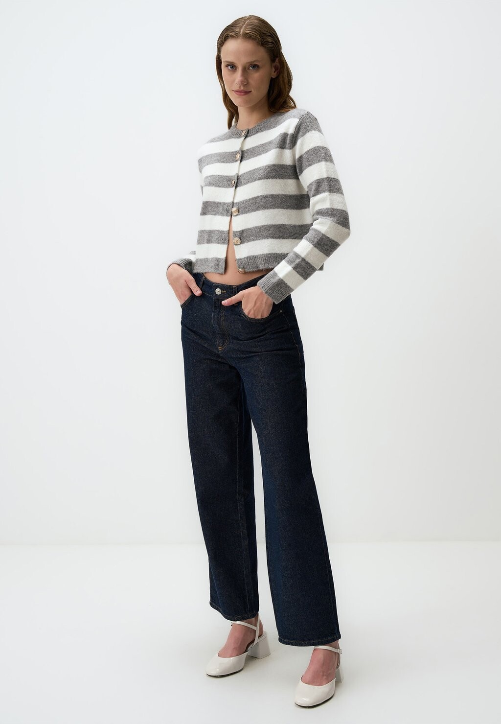 

Кардиган LONG SLEEVED STRIPED PATTERNED Jimmy Key, светло-серый