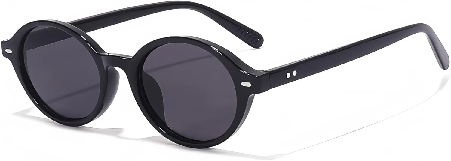 

Солнцезащитные очки с защитой UV400 | Овальные, с маленькими заклепками, в стиле панк и леопардового принта | для женщин и мужчин, для занятий спортом на открытом воздухе и вождения DSVIGF, Black Grey