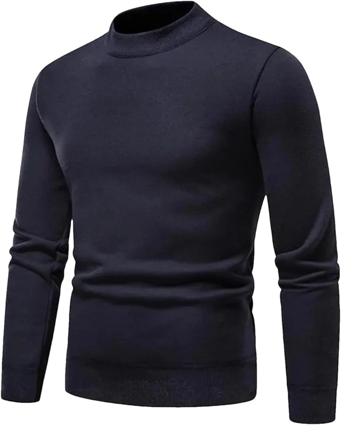 

Мужской однотонный свитер с полуводолазкой и резинкой