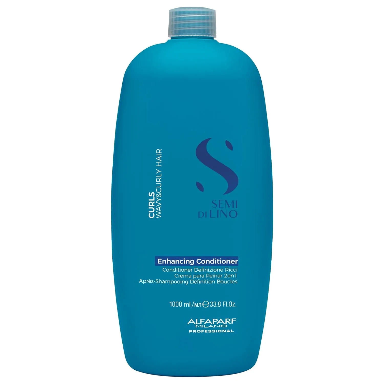 Кондиционер для кудрявых и волнистых волос Alfaparf Milano Semi Di Lino Curls Enhancing Conditioner - увлажняет и питает - уменьшает пушистость - защищает от влажности - формула подходит для веганов 1000 мл