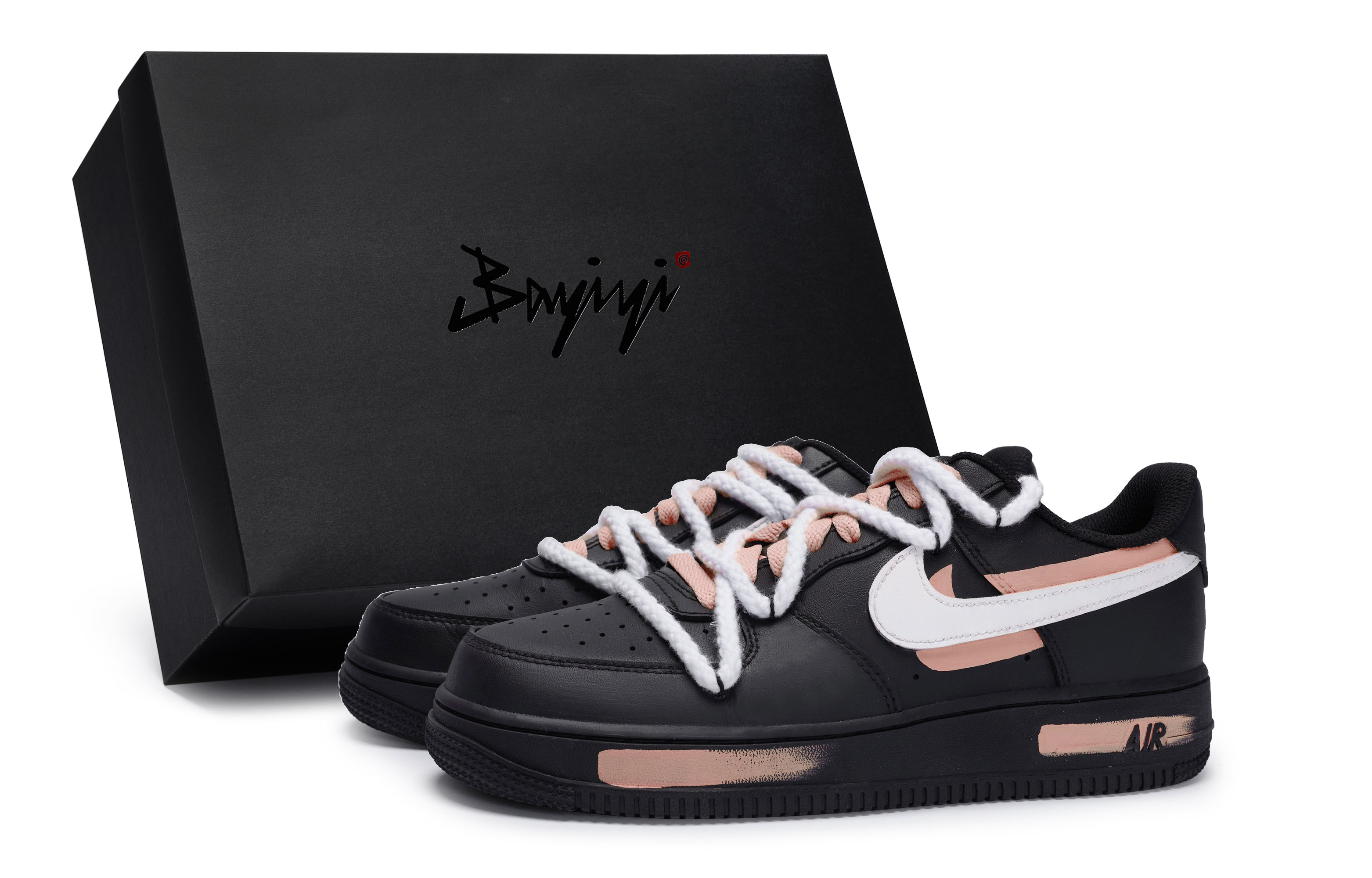 

Кроссовки Nike Air Force 1 Low-Top Unisex черно-белые с розовой подошвой, цвет Black White Flesh Pink