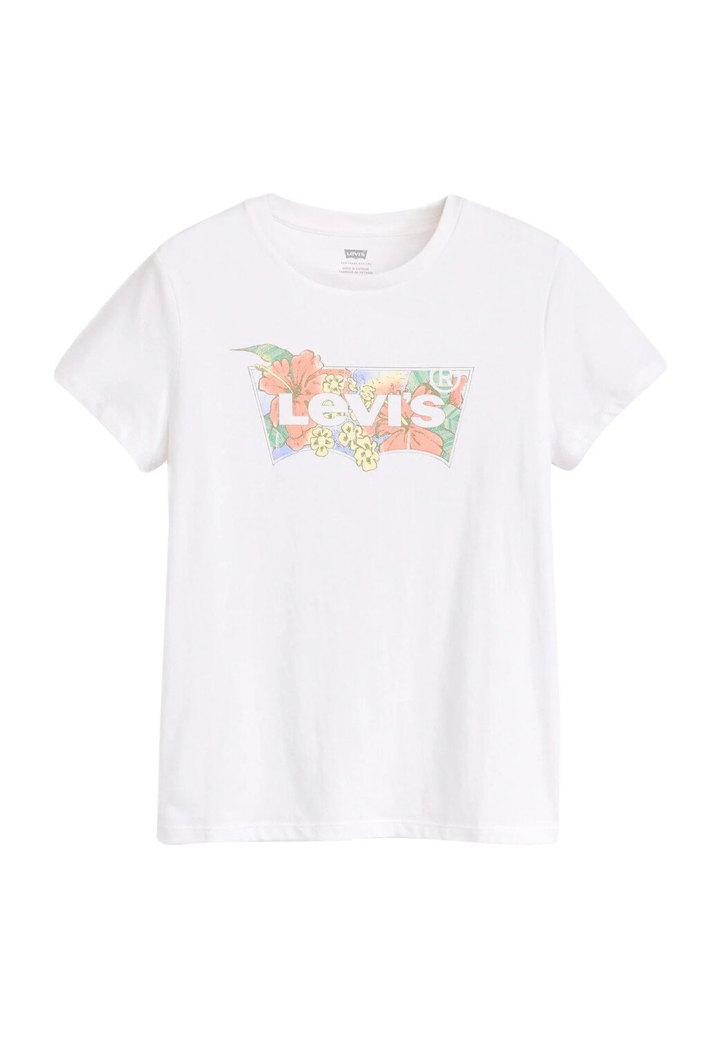 

Женская хлопковая футболка с логотипом Levi's, цвет 0 51 Hibiscus Bw
