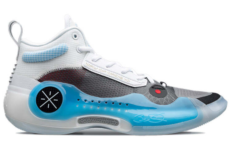 Кроссовки Li Ning Wow 10 Basketball, белый/серый/голубой — фото 2