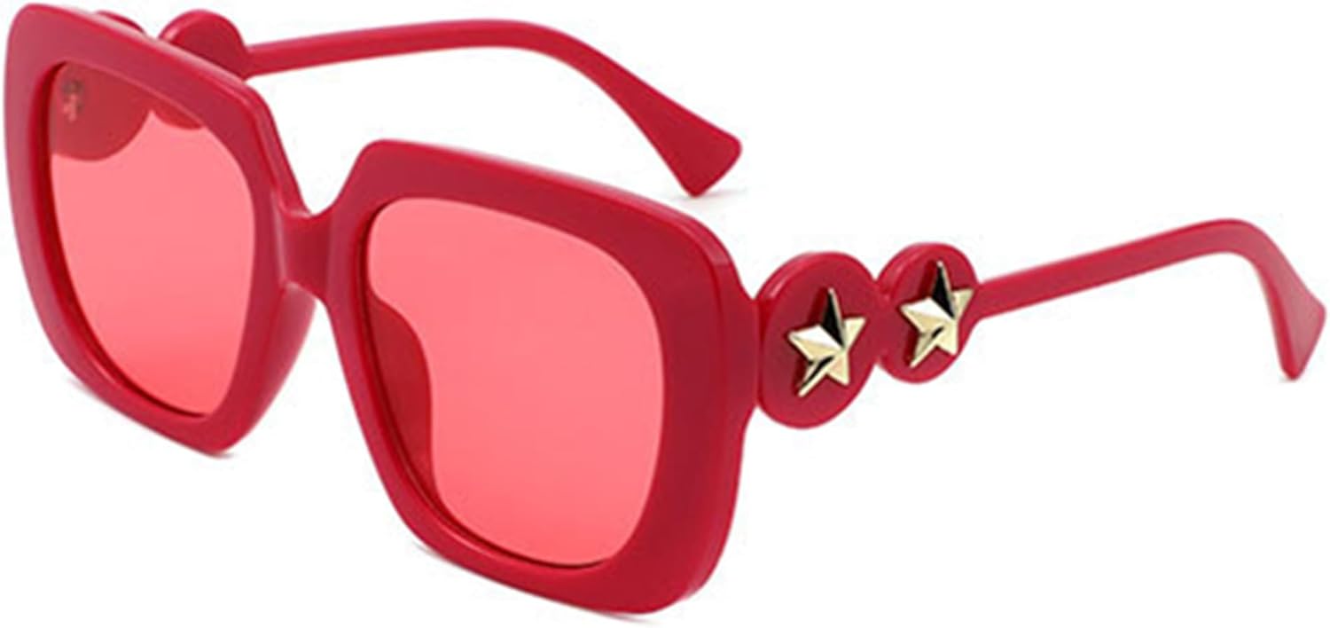 

bullabulling Женские модные квадратные солнцезащитные очки для женщин и мужчин, винтажные панк-солнцезащитные очки, модные большие оправы, металлические очки со звездами, C4