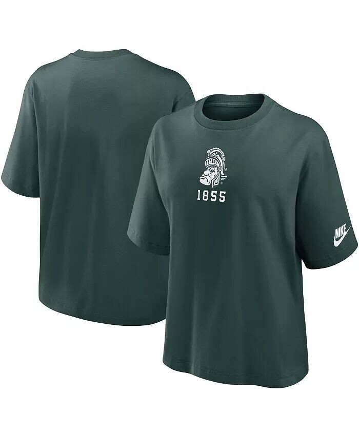 

Женская зеленая футболка Michigan State Spartans Boxy Legacy Founded Nike, зеленый