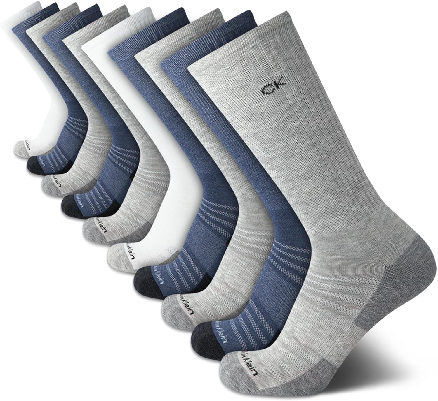 

Мужские носки Calvin Klein Crew Socks - 10 пар дышащих спортивных носков с мягкой амортизацией для бега и спорта для мужчин, Blue Grey Multi