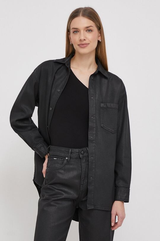 

Хлопковая рубашка ALIX COATED Pepe Jeans, черный