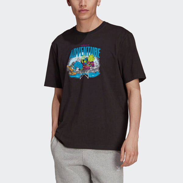 Футболка men's originals chameleon printing sports short sleeve black t-shirt Adidas, черный — фото 2