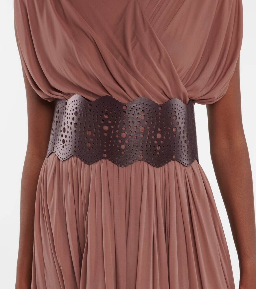 Кожаный корсетный ремень Alaïa, коричневый — фото 2