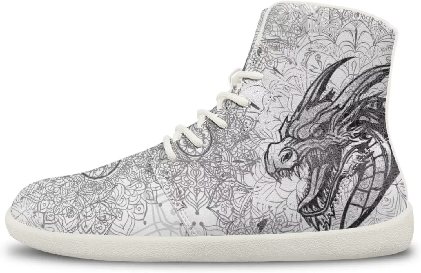 Мужские кроссовки Dragon Print для бега, слипоны, высокие, для ходьбы, занятий в спортзале, тенниса и спорта Ecaestolph, белый