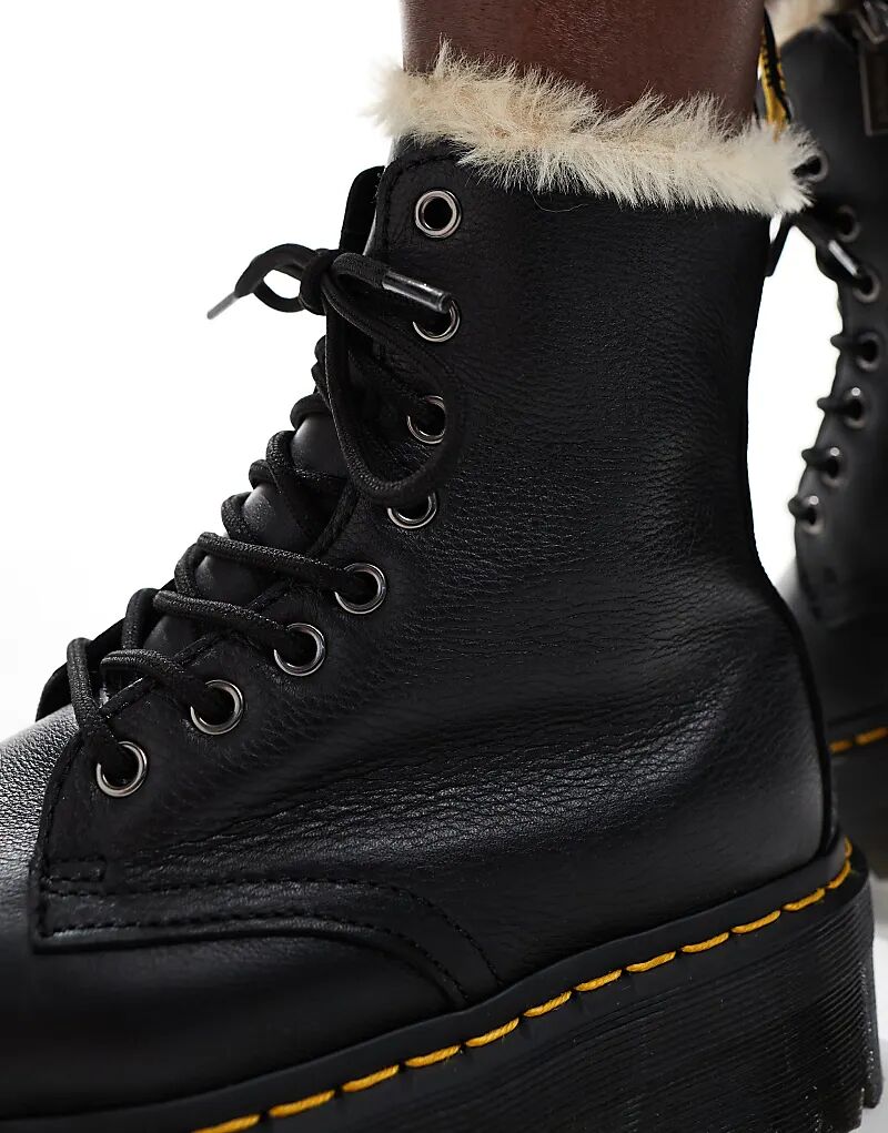 Ботинки Jadon с меховой подкладкой и 8 люверсами черного цвета Pisa Dr Martens — фото 2