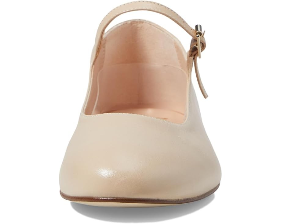 French Sole Lacey Flat Женские бежевые кожаные мюли с миндалевидным носком — фото 4