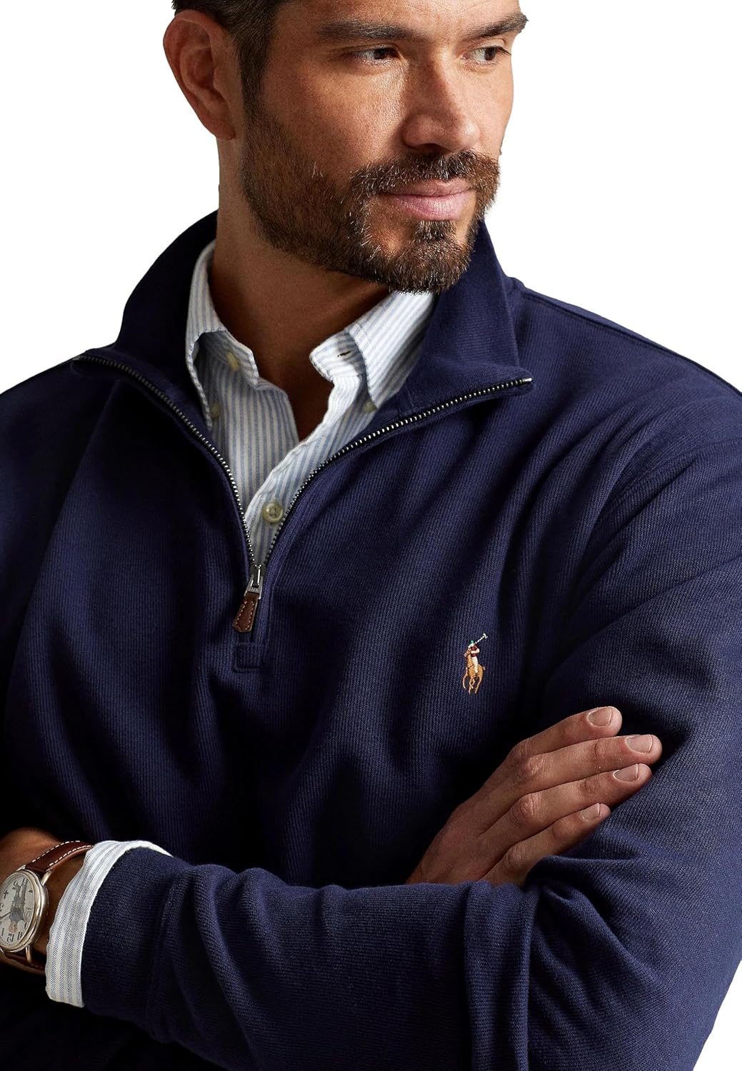 Поло RL мужская толстовка с полузастежкой Big and Tall POLO RALPH LAUREN, French Navy. — фото 4