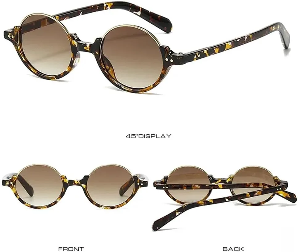 

Солнцезащитные очки UV400 — круглые, с леопардовым принтом, градиентом и заклепками, в стиле панк, для женщин и мужчин, для бега и активного отдыха UYPTK, Black Tea