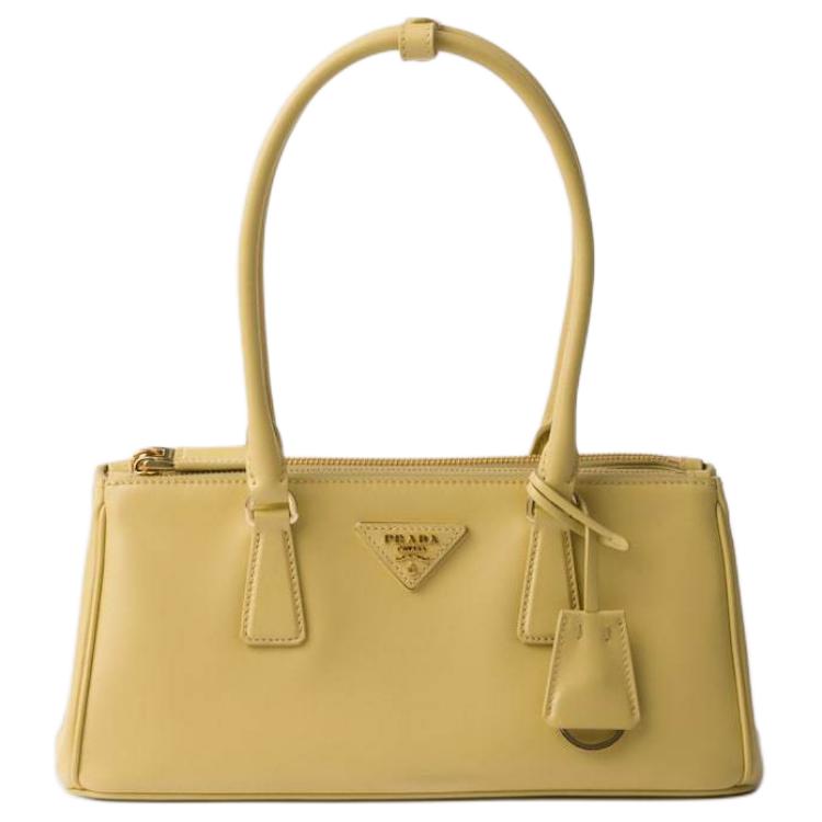 

PRADA Женская сумка через плечо среднего размера из коровьей кожи светло-желтого цвета
