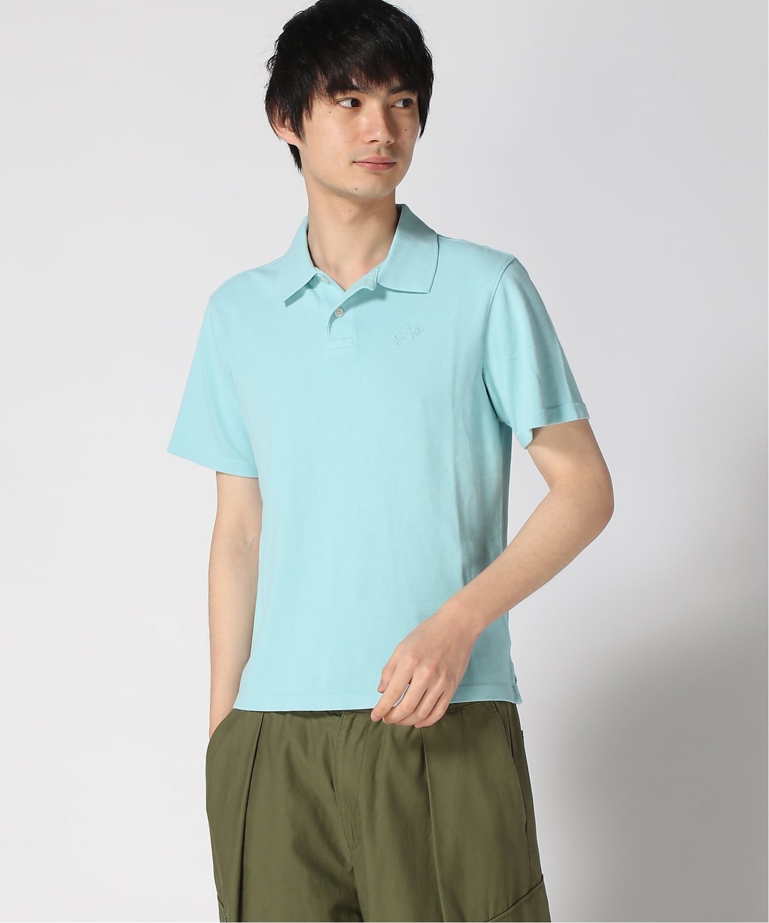 (U)JPN IE Укороченный логотип Пике Поло GAP, PORCELAIN_BLUE