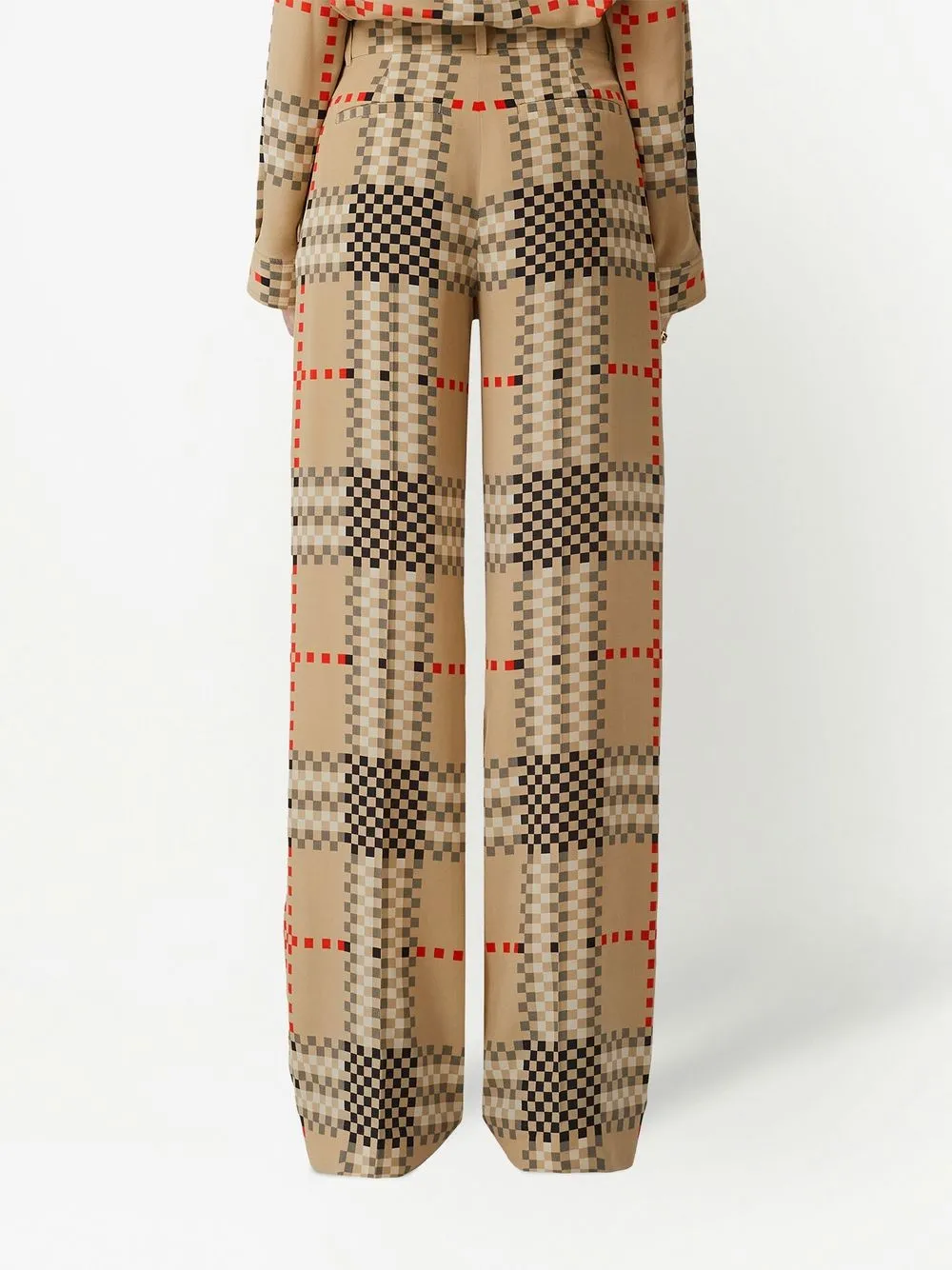 Брюки широкого кроя Burberry Pixel Check, шелк, нейтральный — фото 4
