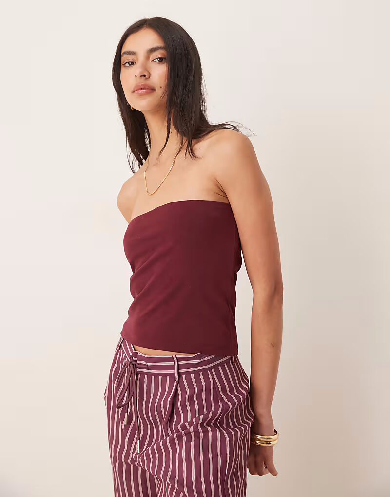 

Длинное бандо из хлопка персикового цвета ASOS DESIGN темно-вишневого цвета