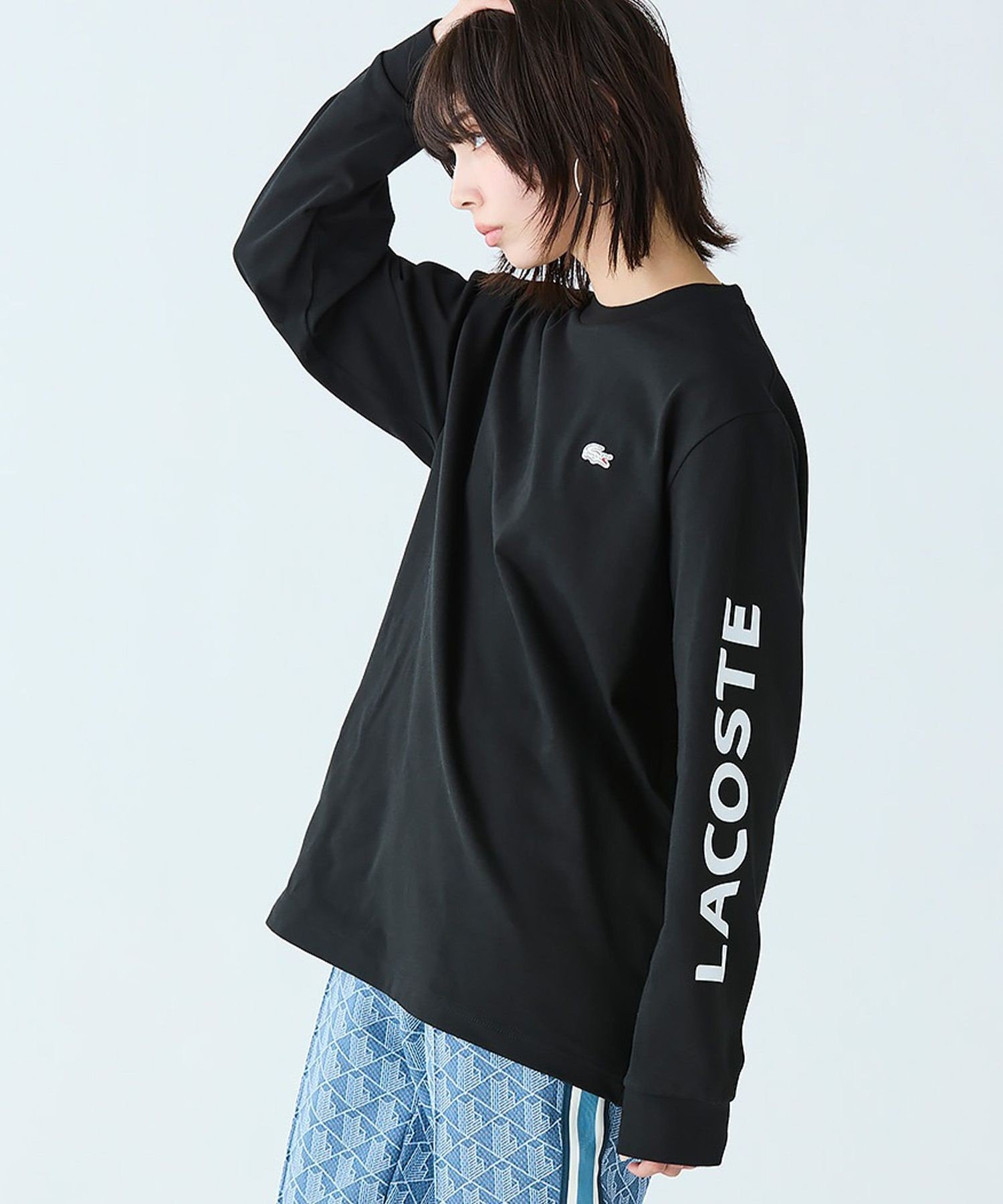 Футболка LACOSTE с длинным рукавом и принтом, Black