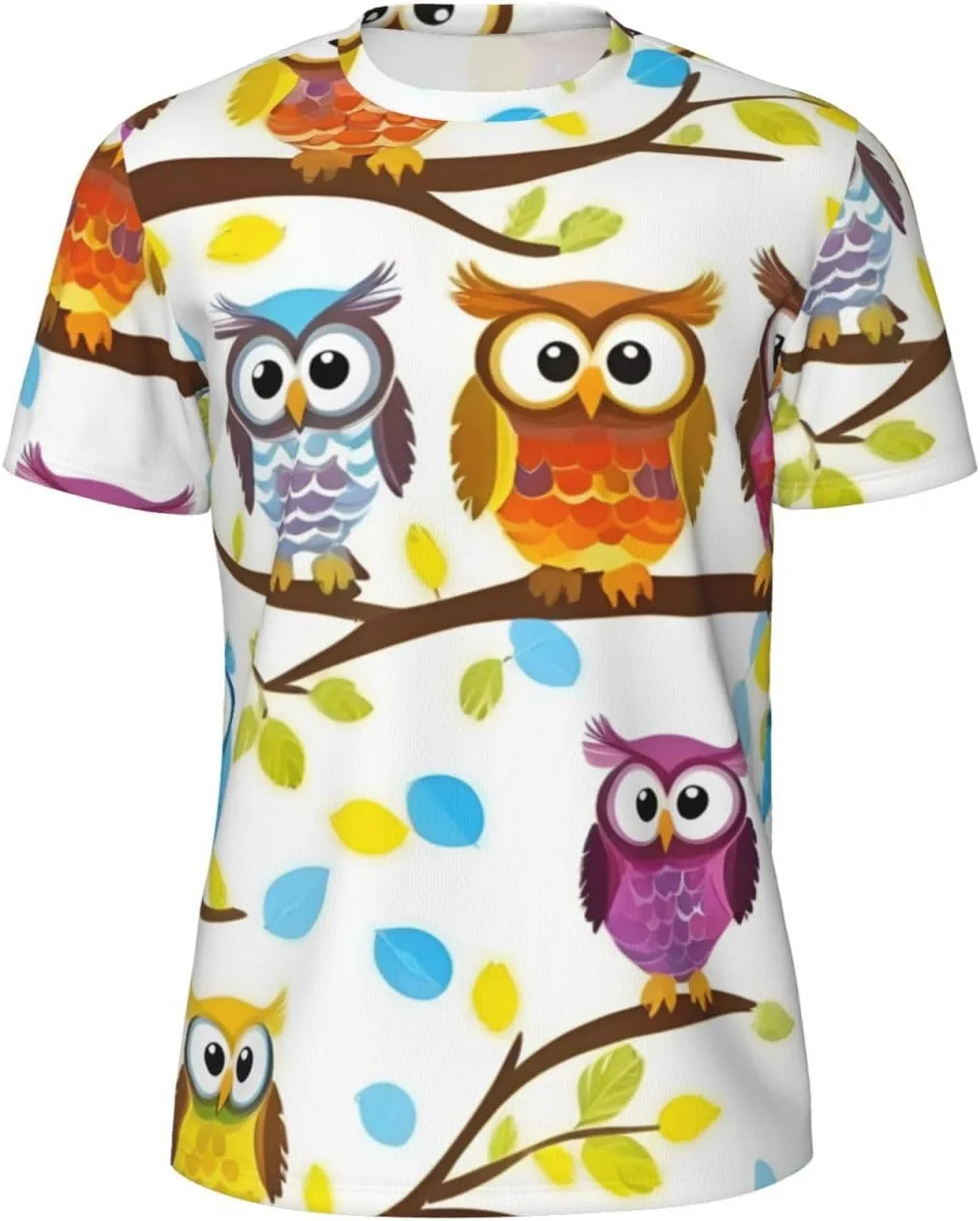 

Футболка мужская летняя с принтом сов на ветках, легкая и дышащая SDFHU