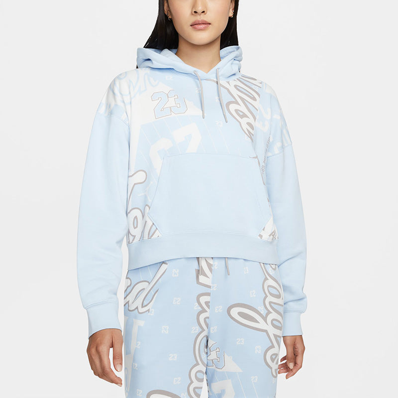 (WMNS) Вязаная короткая толстовка Air Jordan с забавным рисунком, светло-голубая — фото 4