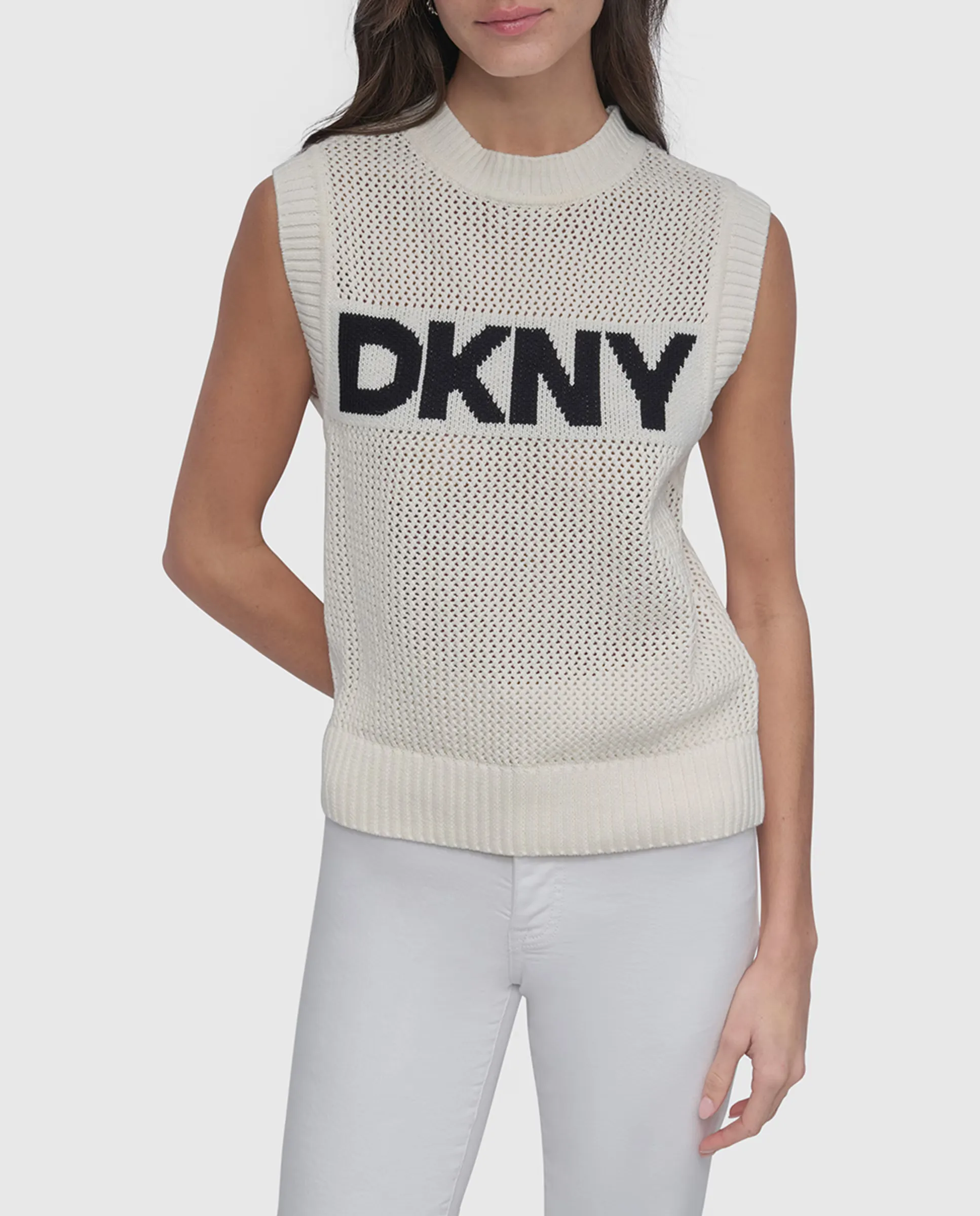 

Женский вязаный жилет без рукавов Dkny Jeans, цвет Crudo