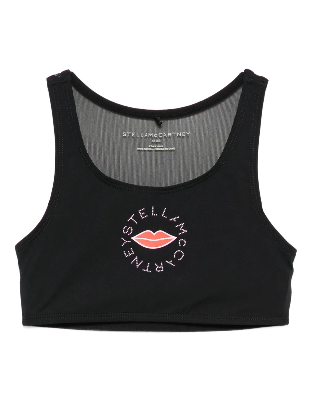 

Укороченный топ с принтом губ Stella McCartney Kids, черный