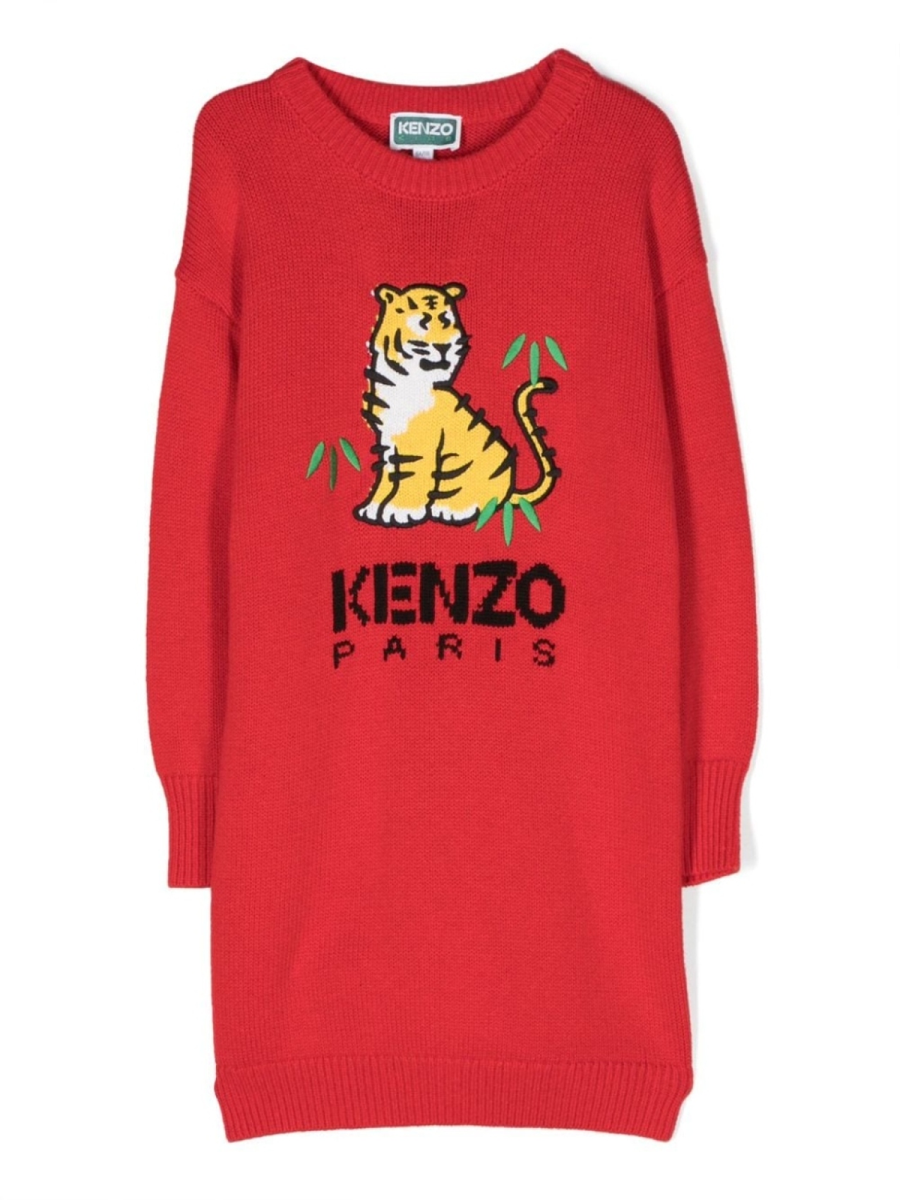 

Kenzo Kids платье вязки интарсия с логотипом, красный