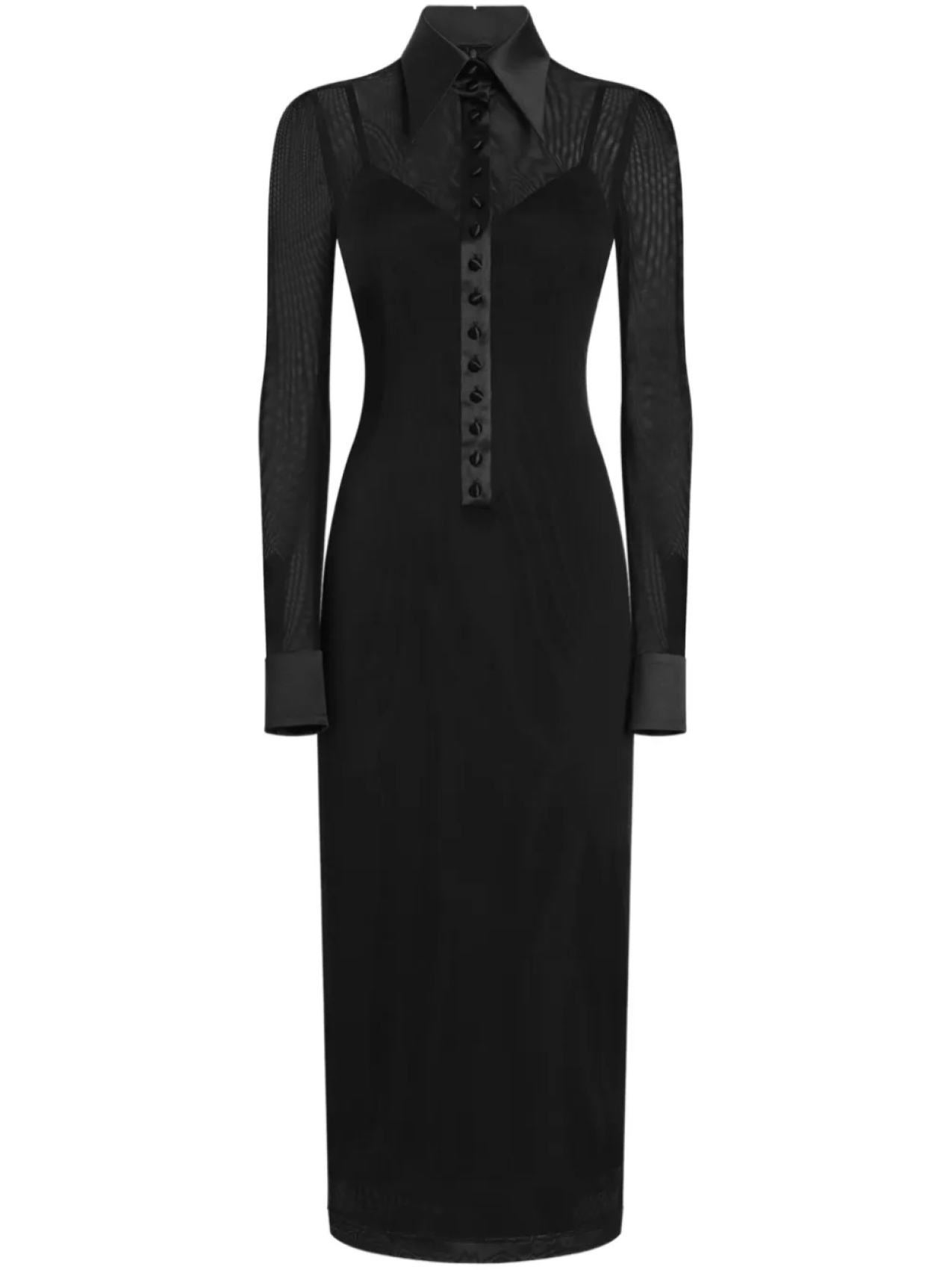 

Платье Dolce & Gabbana из тюля с атласными деталями, черный