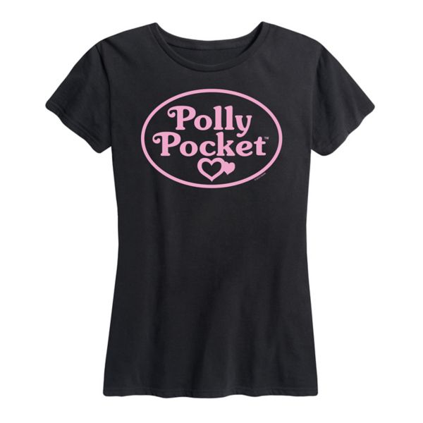 

Женская розовая футболка с логотипом Polly Pocket, черный
