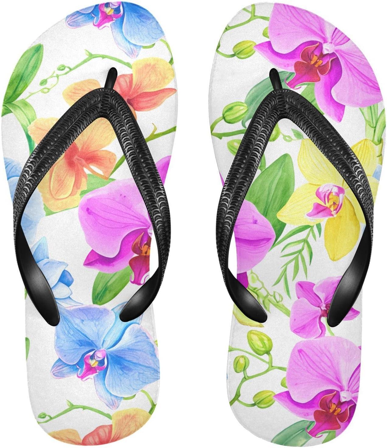 

Вьетнамки с белой акварельной орхидеей, пляжные шлепанцы, резиновые нескользящие летние тапочки для женщин и мужчин Sinestour
