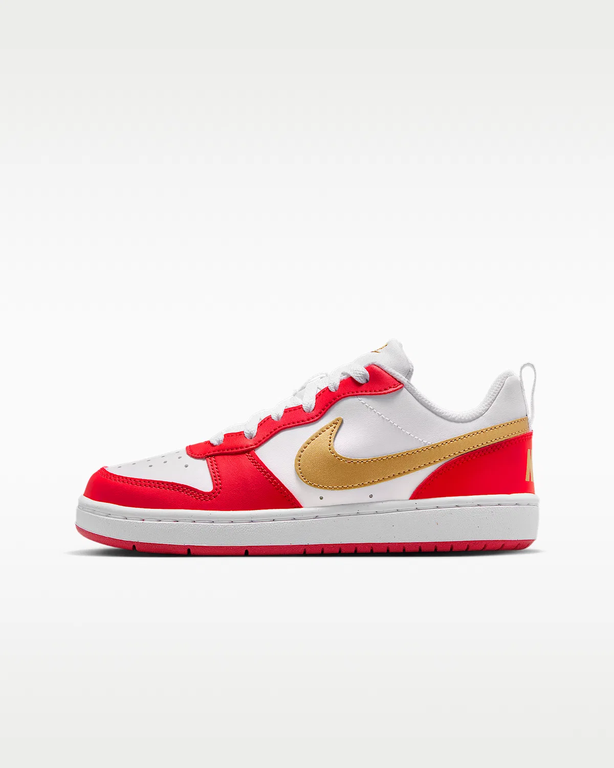 Кроссовки Nike Court Borough Low Recraft для детей, White/University Red/White/Metallic Gold