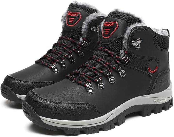 

Водонепроницаемые походные ботинки для улицы, зимние треккинговые туфли с меховой подкладкой, противоскользящая резиновая подошва, доступны в сером, черном и хаки Generic