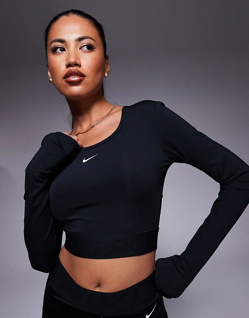 

Длинный топ Nike Pro Training Dri-FIT Gainz Girl черного цвета Nike Training