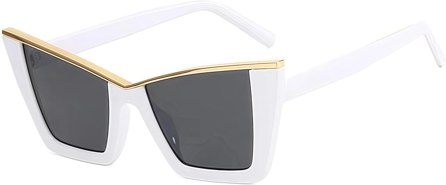 

Солнцезащитные очки ICARA в стиле ретро, ​​увеличенного размера, квадратной формы, «кошачий глаз», с полными линзами, защитой от УФ-излучения, винтажный стиль, для женщин, White