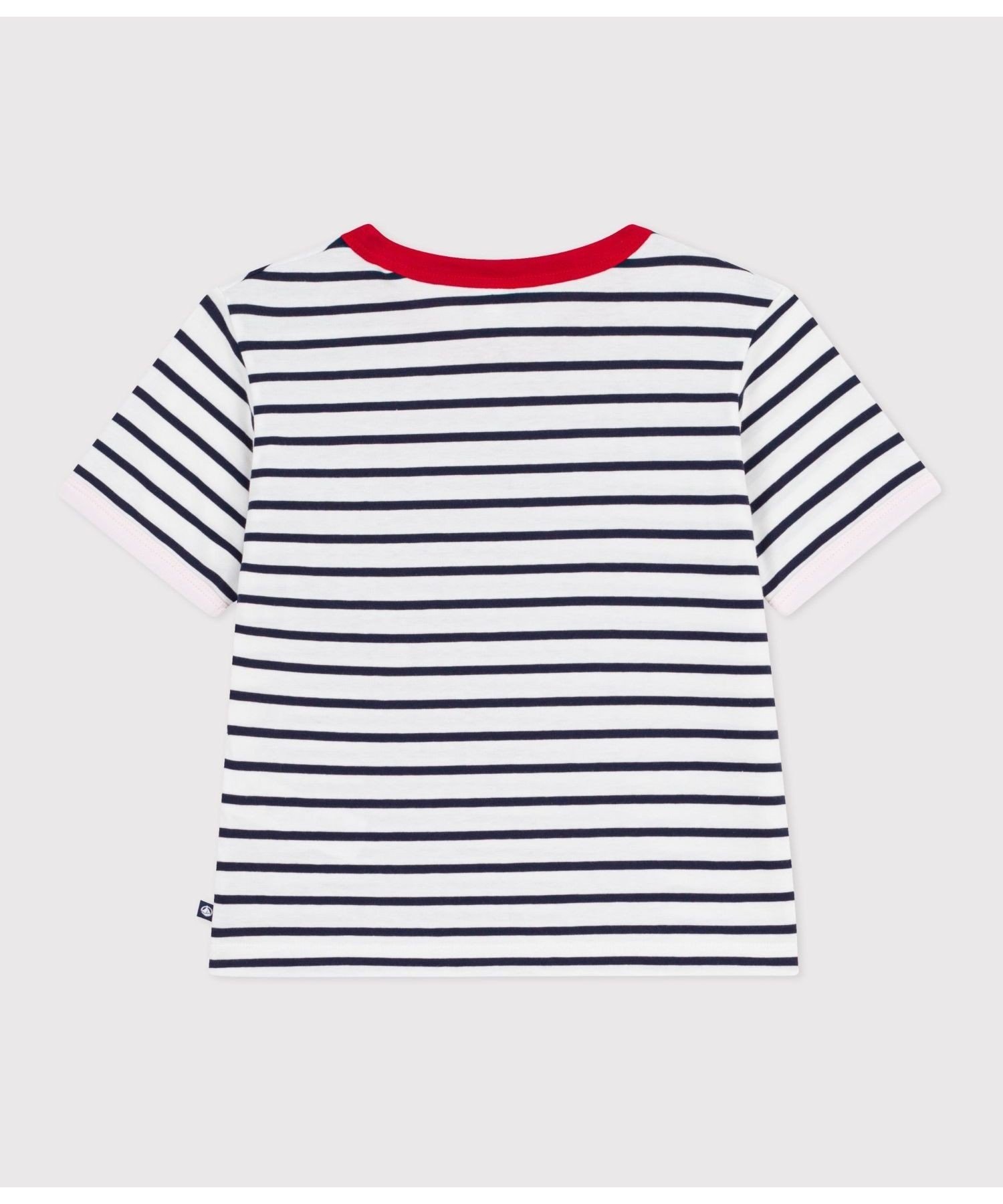 Полосатая футболка с коротким рукавом PETIT BATEAU, Off-white/Navy — фото 4