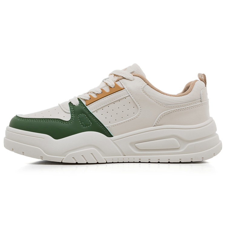 

Мужские низкие скейтерские кроссовки с абразивостойкостью для увеличения роста WARRIOR, бежевый зеленый