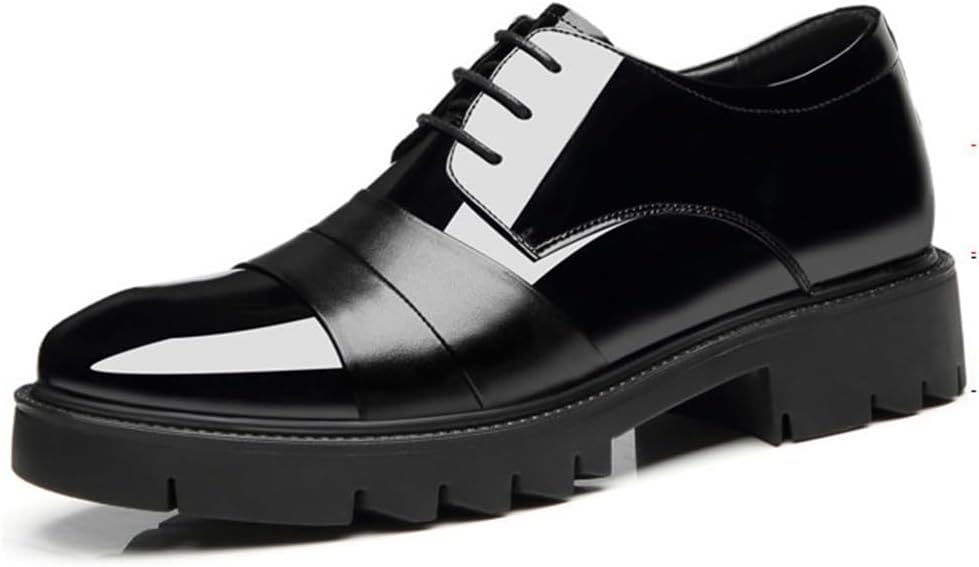 

Мужские невидимые туфли с повышением роста, круглым носком, кожаные оксфорды, модные туфли-лифты для джентльменов Ygceeia, черный