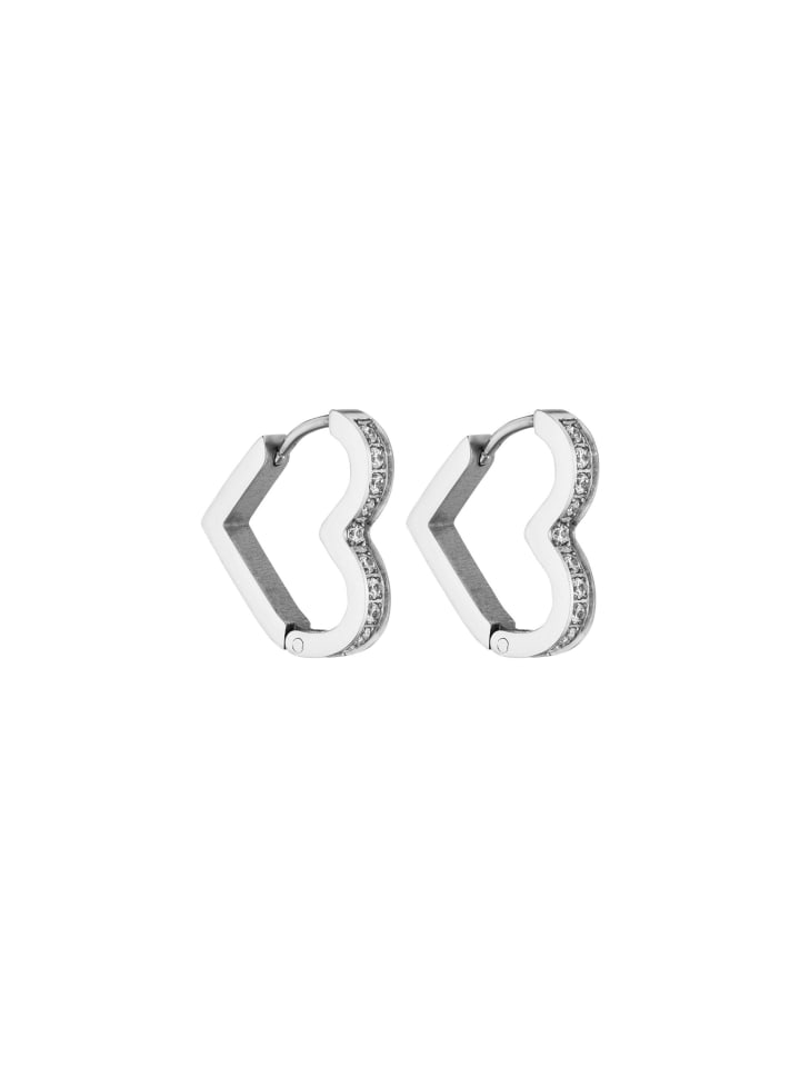 

PURELEI Серьги-кольца в форме сердца с блестками, серебристые