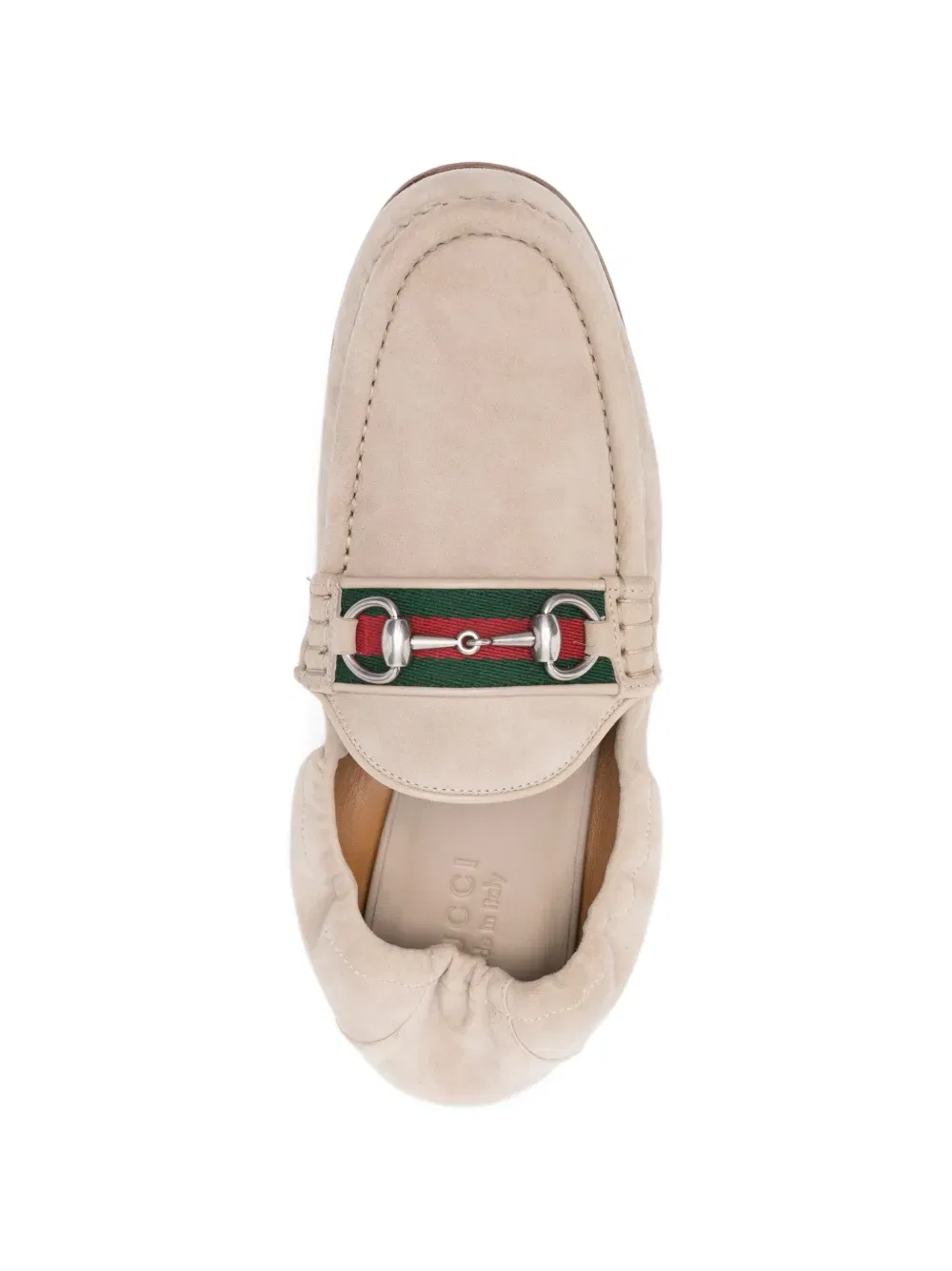Кожаные лоферы с пряжкой "Конская уздечка" Gucci, нейтральный — фото 4