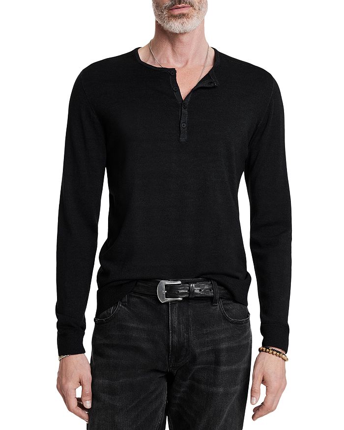 

Футболка Eren Regular Fit из смеси шерсти Henley John Varvatos, черный