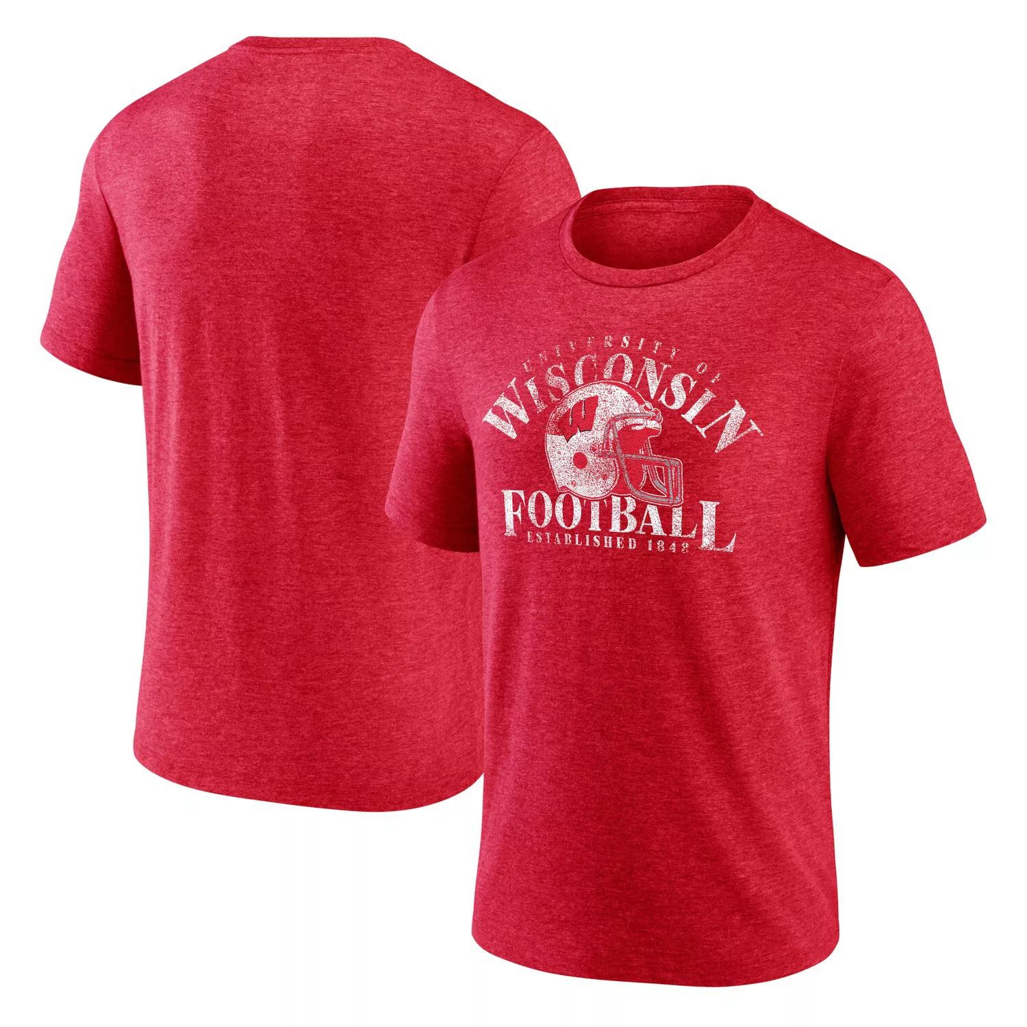 

Мужская футболка Fanatics Red Wisconsin Badgers с фирменным логотипом Tri-Blend Hometown