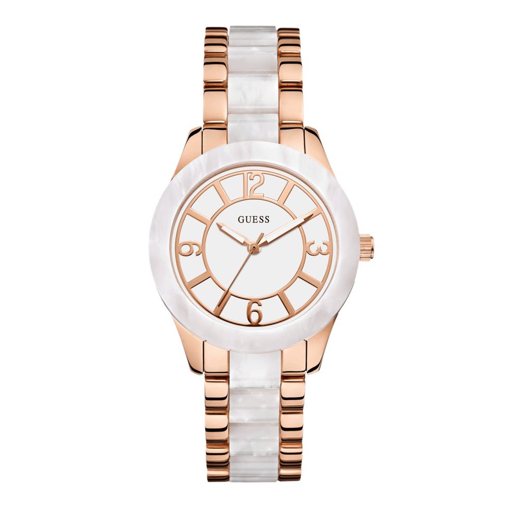

Часы из розовой стали и поликарбоната GUESS