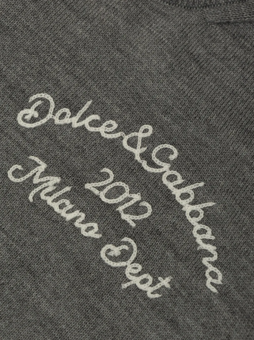 Шерстяной джемпер с вышивкой Dolce & Gabbana Kids, серый — фото 4