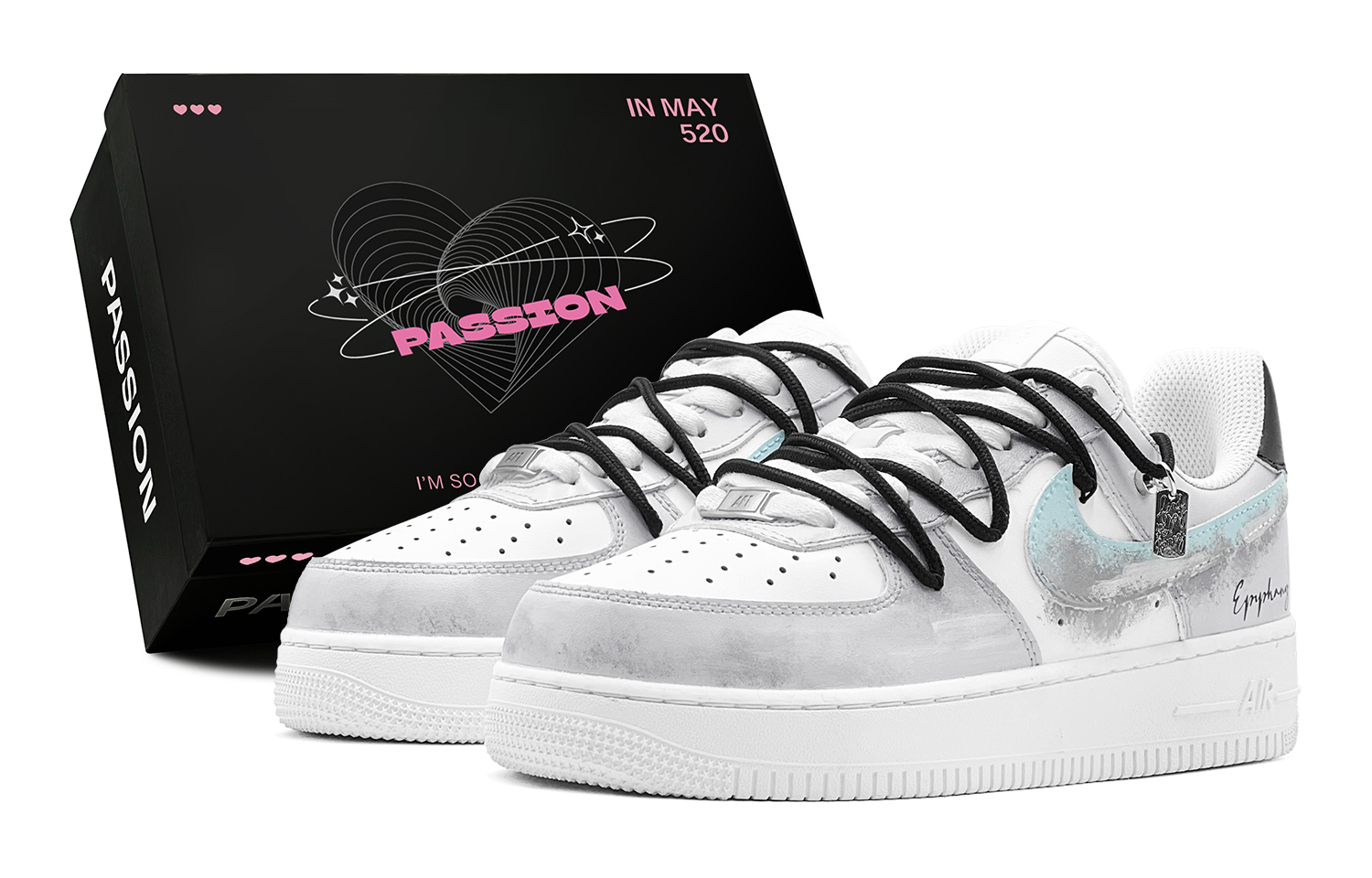 

Низкие кроссовки для скейтбординга Air Force 1 Ink Print Blended, мужские, серые Nike, Gray