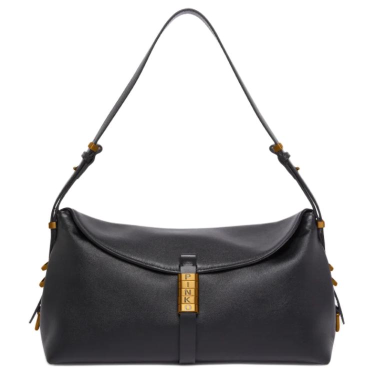 

PINKO Сумка-седло из коровьей кожи, женская наплечная сумка Medium черная
