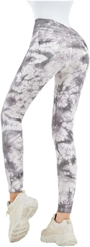 

Высокие леггинсы Irsutey с карманами для йоги и спорта, эластичные, с эффектом тай-дай и контролем живота