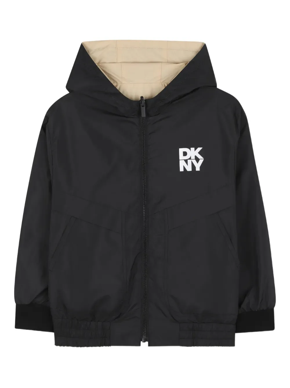 Двустороннее пальто с капюшоном Dkny Kids, бежевый