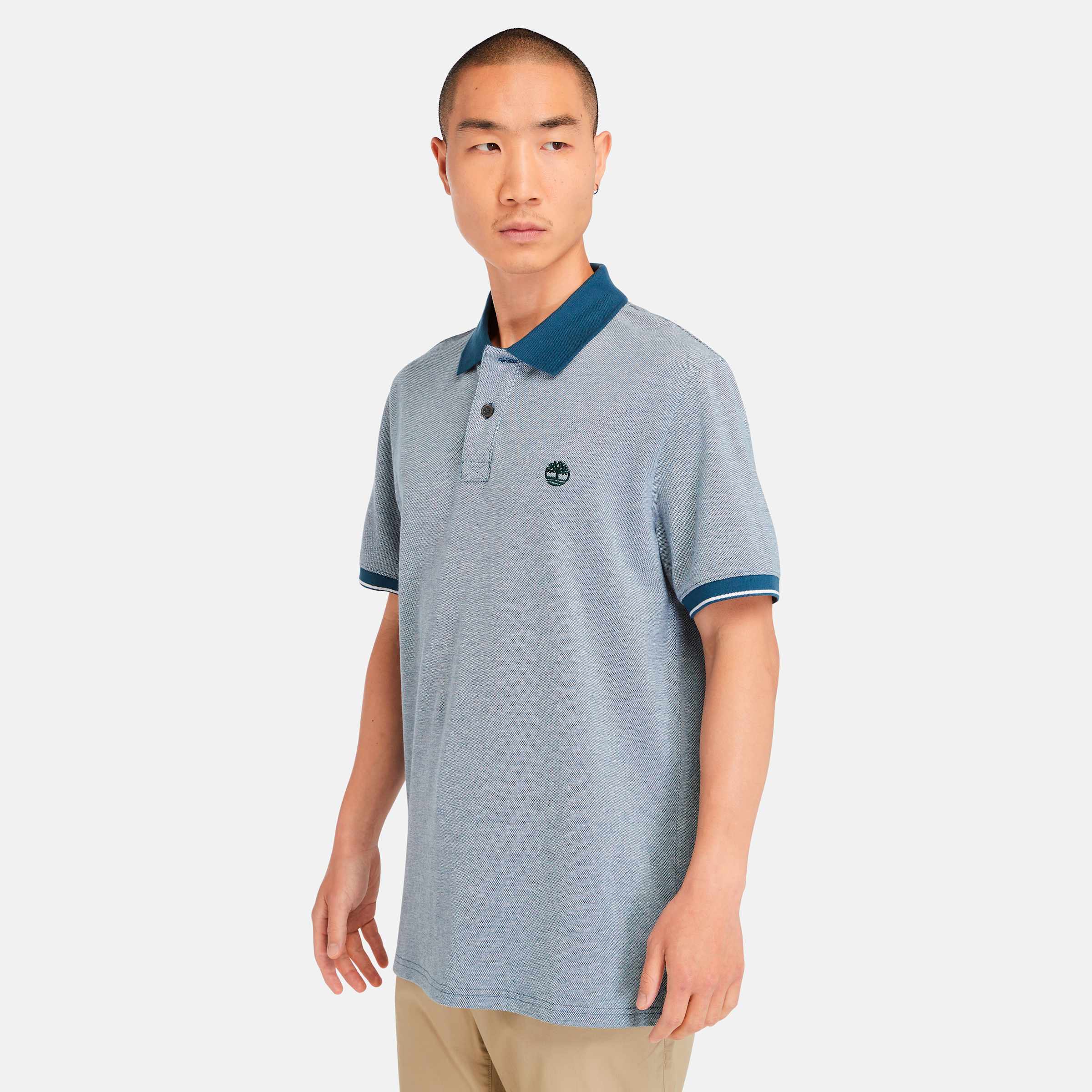 

Мужская рубашка-поло Oyster River Oxford с коротким рукавом Timberland, цвет dark denim